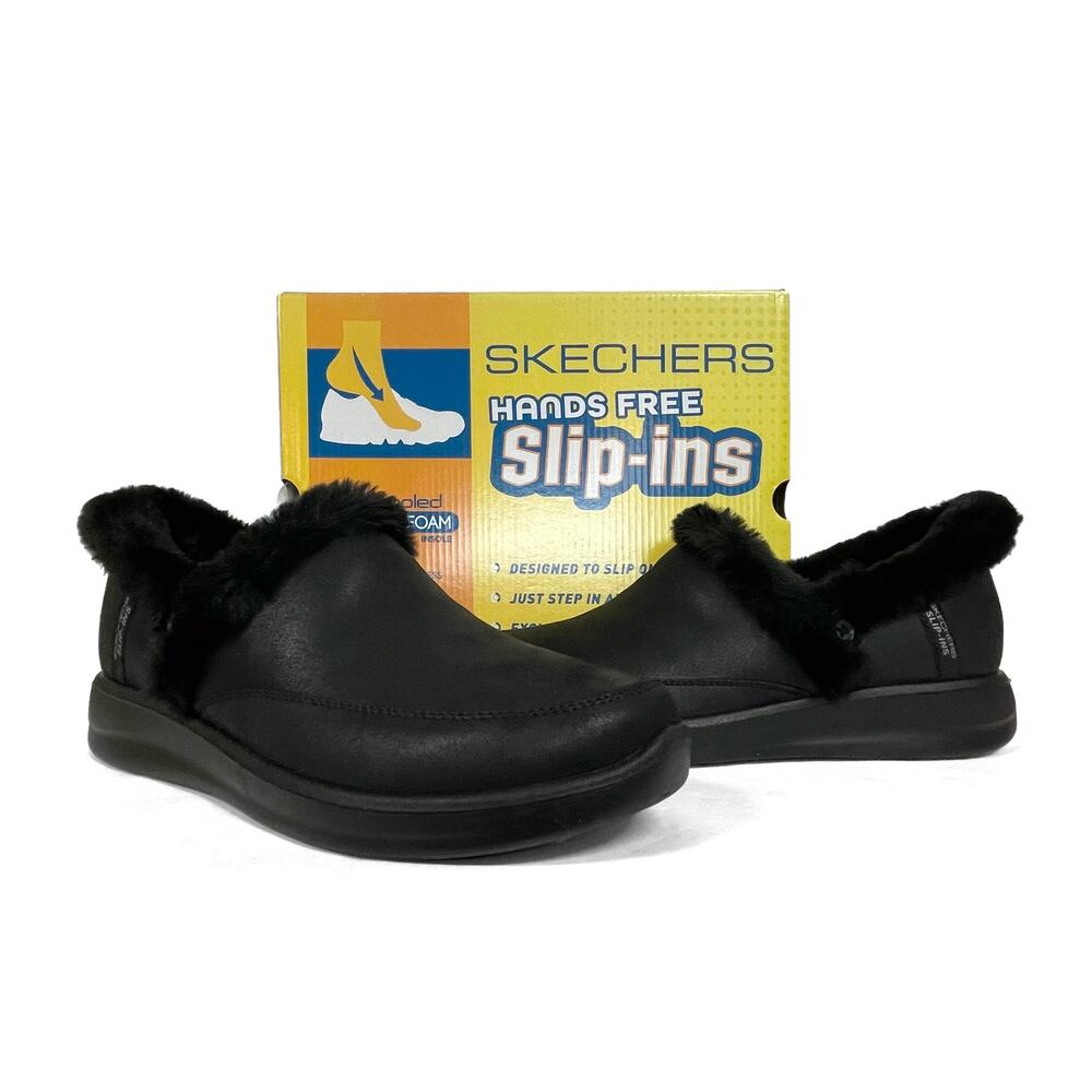 Skechers Cozy Escape HandsFree Slip-ins 11 New $60 Black Indoor Outdoor Slippers